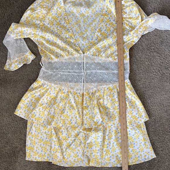 For Love And Lemons Yellow Daffodil Floral Mini Dress/Robe (XL) - Picture 11 of 16